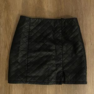 Faux leather skirt.